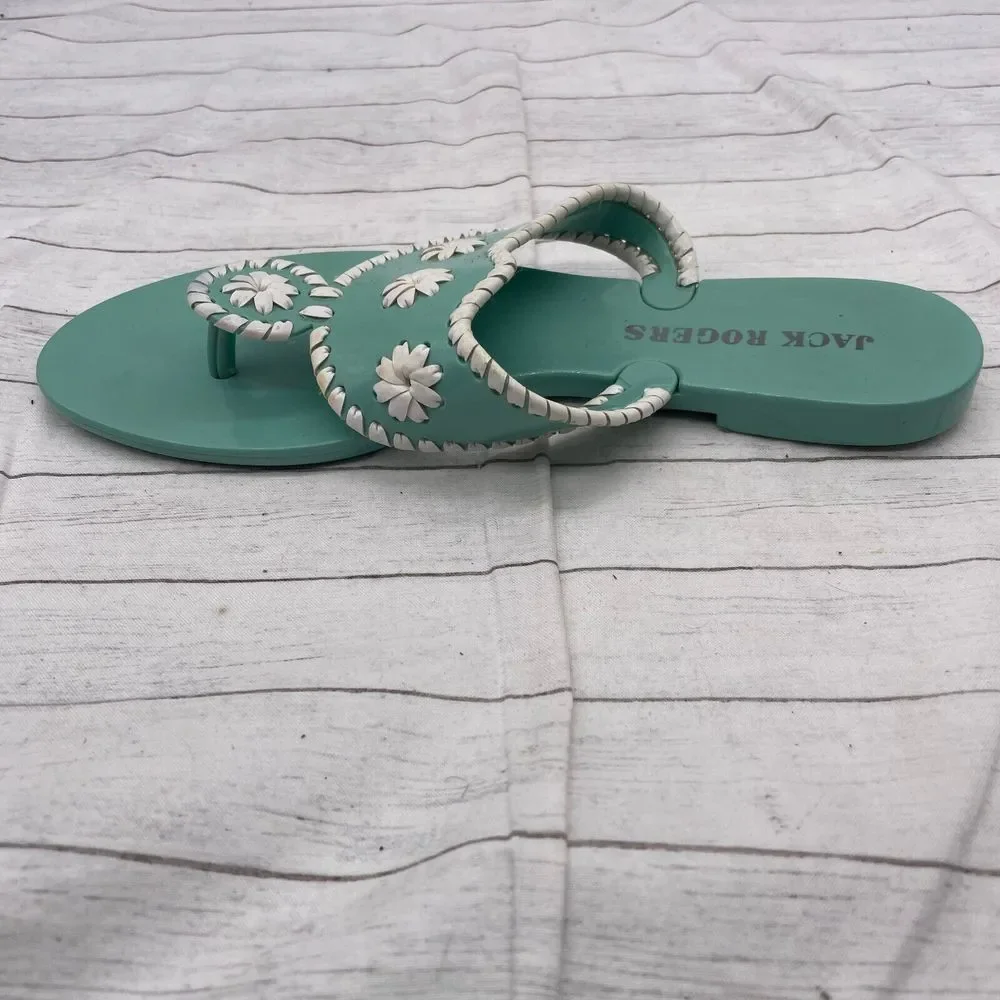 Jack Rogers Womens Mint Green (blueish)  White Sandals Size US 6 Hard Plastic - Picture 5 of 10